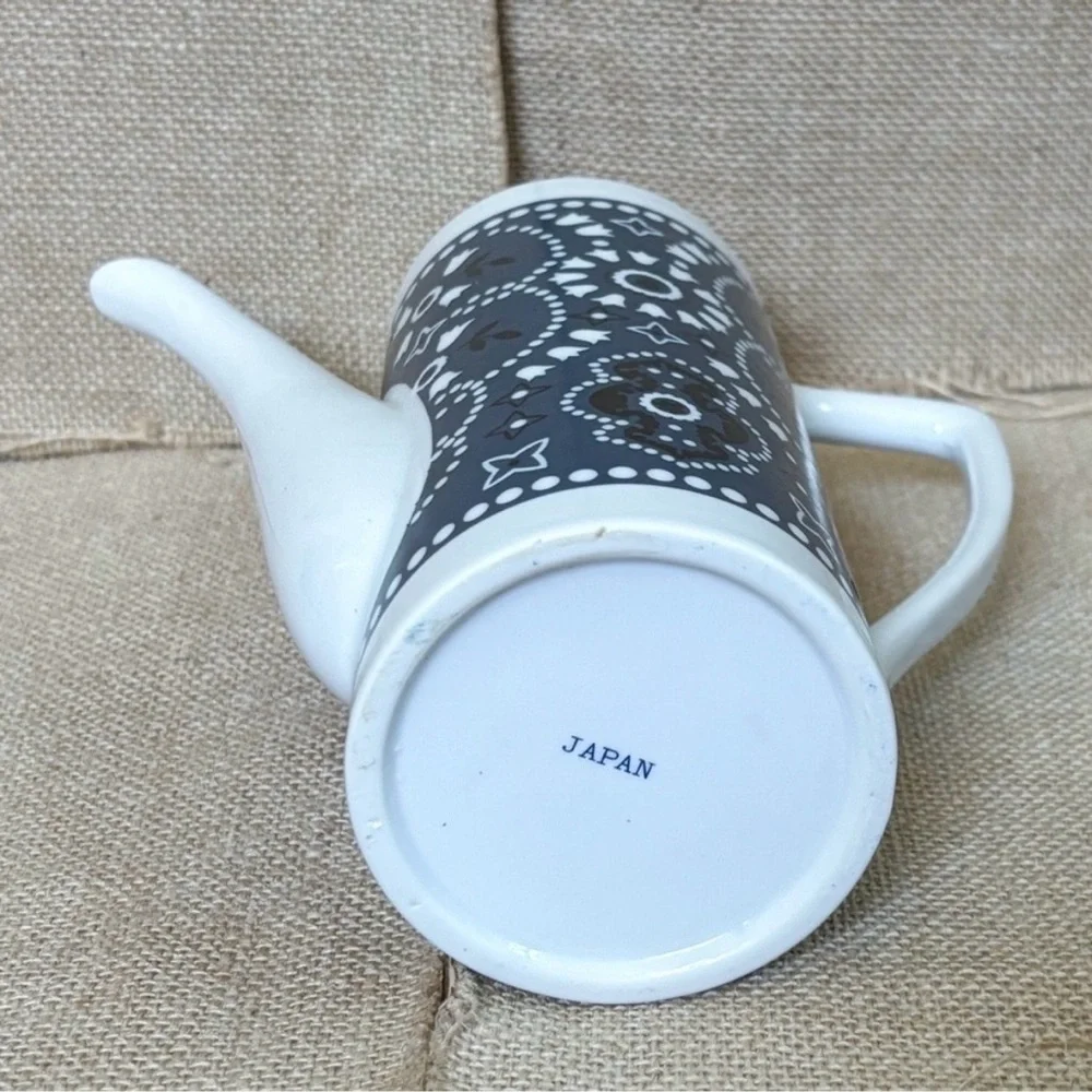 Vintage Bandana Print Ceramic Coffee Pot Boho Southwestern Cottage Core